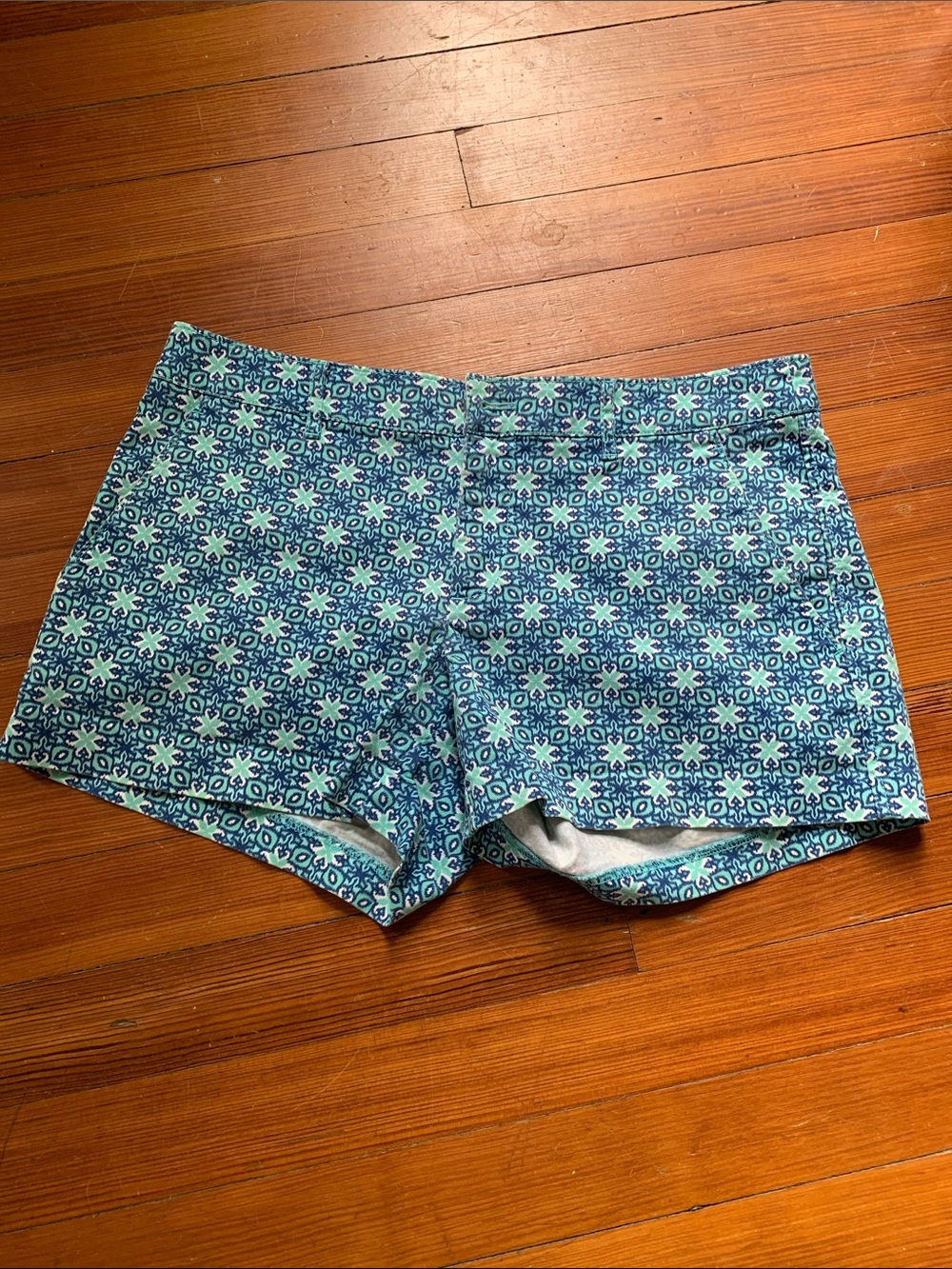 Lord & Taylor Blue Patterned Bike Shorts